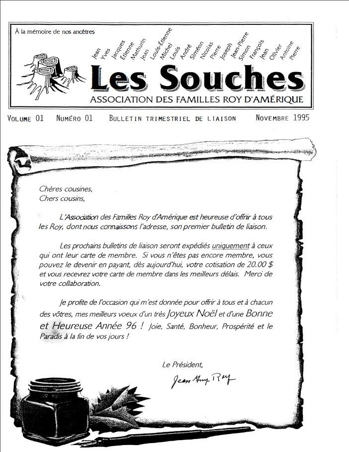Revue Les Souches, Volume 1, numéro 1, Novembre 1995