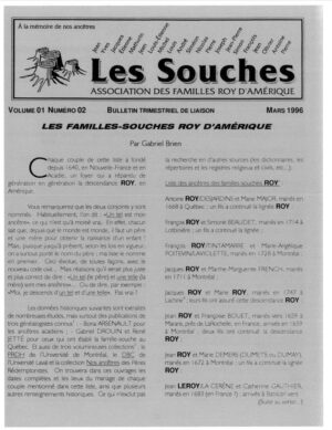 Revue Les Souches, Volume 1, numéro 2, Mars 1996