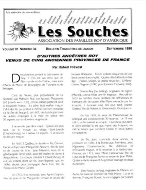 Revue Les Souches, Volume 1, numéro 4, Septembre 1996