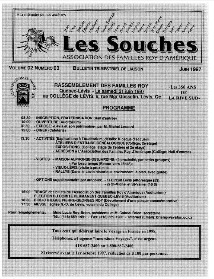 Revue Les Souches, Volume 2, numéro 3, Juin 1997