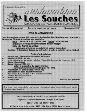 Revue Les Souches, Volume 2, numéro 4, Septembre 1997