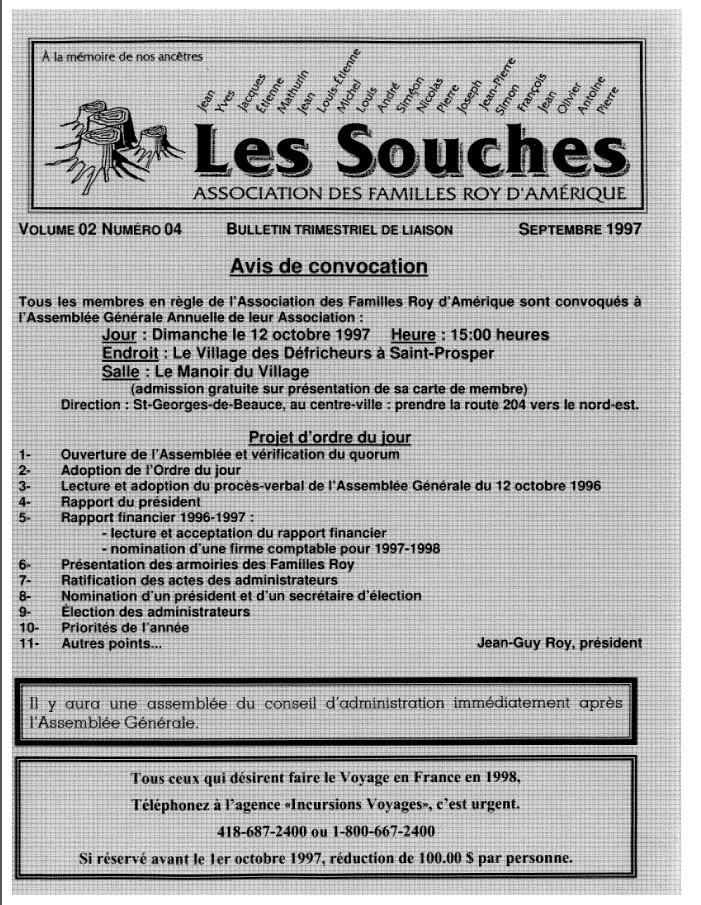 Revue Les Souches, Volume 2, numéro 4, Septembre 1997