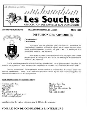 Revue Les Souches, Volume 3, numéro 2, Mars 1998