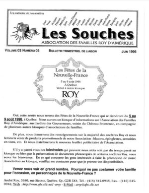 Revue Les Souches, Volume 3, numéro 3, Juin 1998