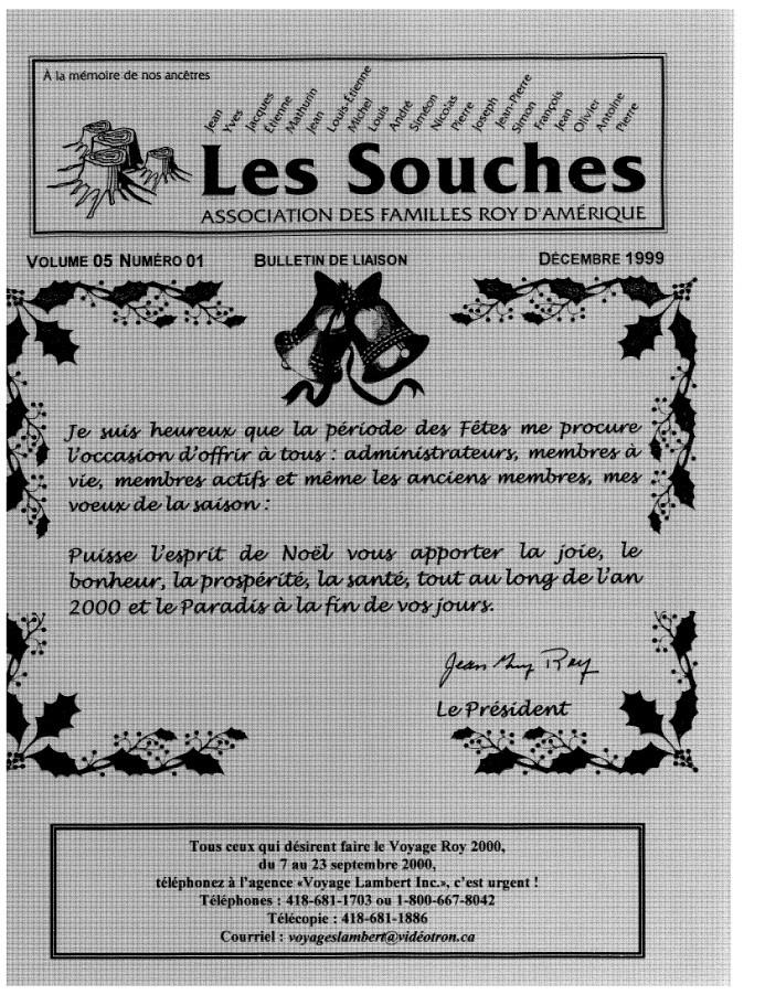 Revue Les Souches, Volume 5, numéro 1, Décembre 1999