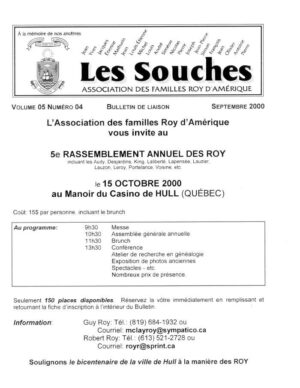 Revue Les Souches, Volume 5, numéro 4, Septembre 2000
